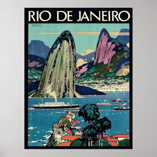 Rio de Janeiro, Touristenboote an der Küste Poster (Vorne)
