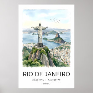 Rio de Janeiro Wandkunst Wasserfarbe Christus der Poster