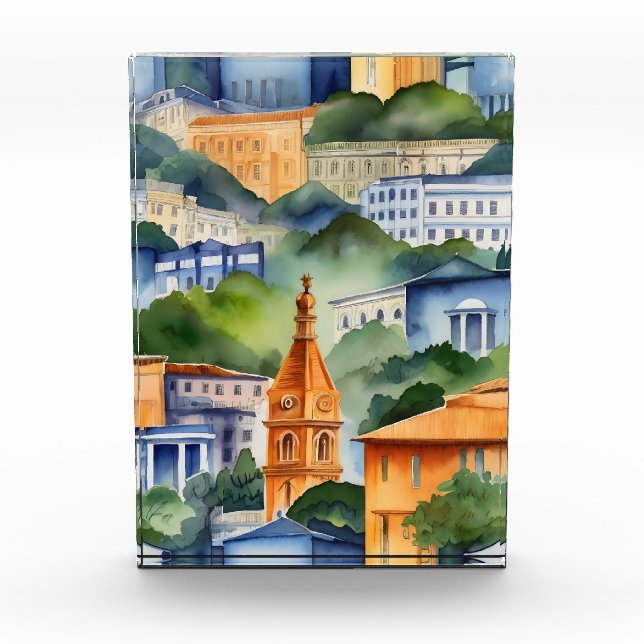 Rio De Janeiro Wasserfarbkunst Fotoblock (Vorderseite)