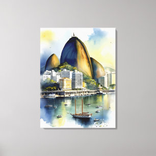 Rio De Janeiro Wasserfarbkunst Leinwanddruck