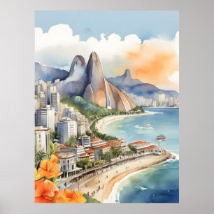 Rio De Janeiro Wasserfarbkunst Poster