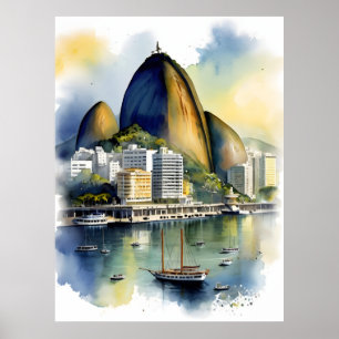 Rio De Janeiro Wasserfarbkunst Poster