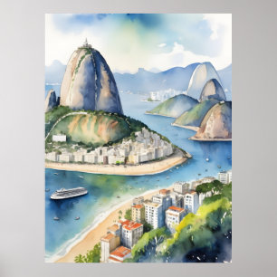 Rio De Janeiro Wasserfarbkunst Poster