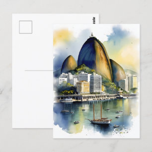 Rio De Janeiro Wasserfarbkunst Postkarte