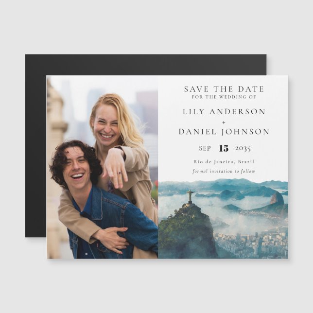 Rio de Janeiro Wedding Photo Save The Date Magneteinladung (Vorne/Hinten)