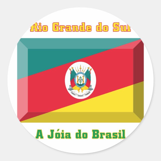 Rio Grande do Sul Flag Gem Runder Aufkleber (Vorderseite)