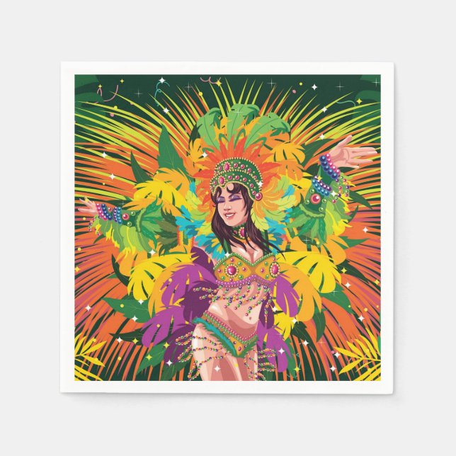 Rio Karneval Tänzerin Serviette (Vorderseite)