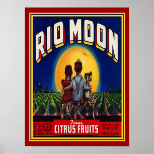 "Rio Moon" Citrus Fruit Ad-12x16 der 40er Jahre Poster