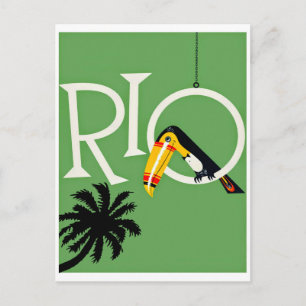 Rio, Vintage-Reisepostkarte mit exotischem Papagei Postkarte