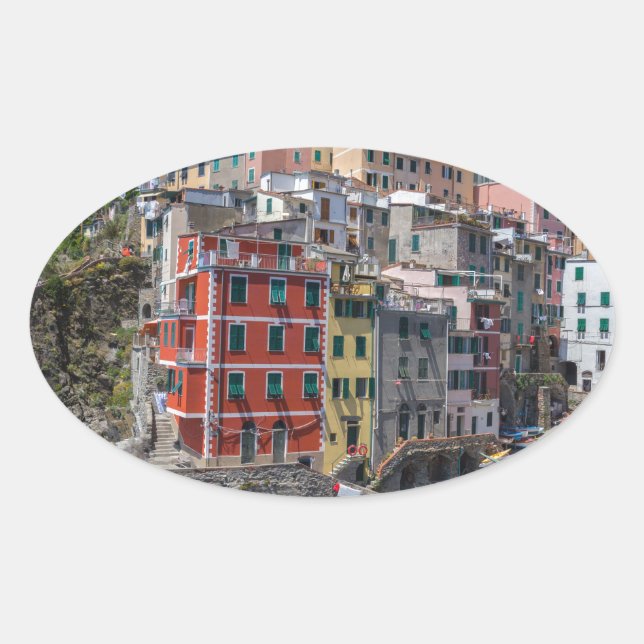 Riomaggiore Cinque Terre Liguria Italy Ovaler Aufkleber (Vorderseite)