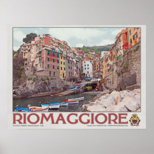 Riomaggiore Hafen - auf Weiß.jpg Poster