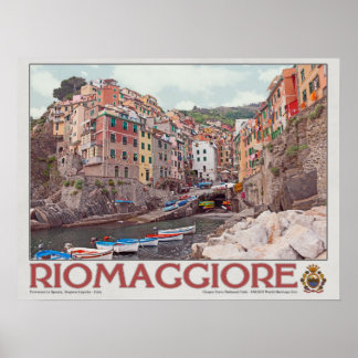 Riomaggiore Hafen - auf Weiß.jpg Poster