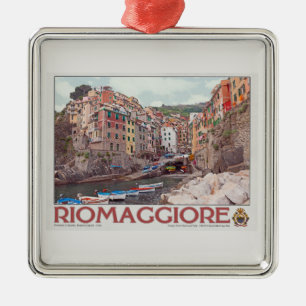 Riomaggiore Hafen - auf Weiß.jpg Silbernes Ornament