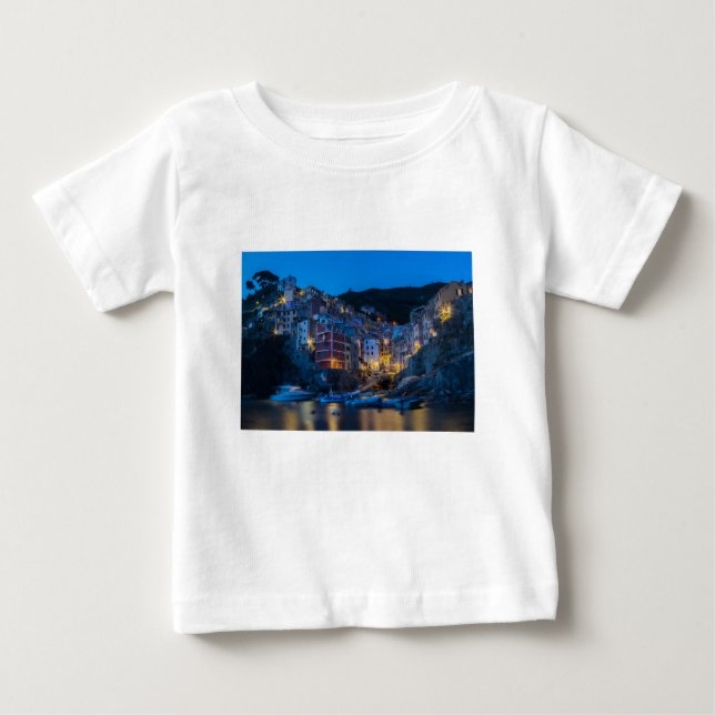 Riomaggiore in der Nacht Cinque Terre Ligurien Ita Baby T-shirt (Vorderseite)
