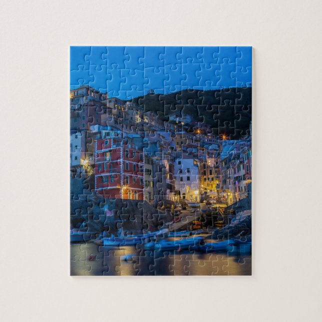 Riomaggiore in der Nacht Cinque Terre Ligurien Ita Puzzle (Vertikal)