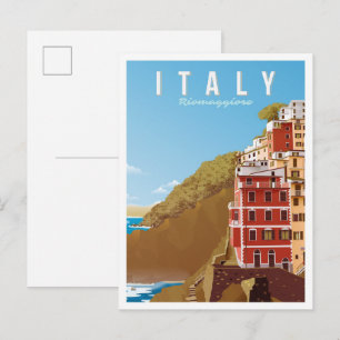 Riomaggiore Italien Kunst Vintage Reise Postkarte