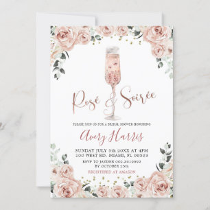 Riose Gold Dusty Pink Rose Soiree Brautparty Einladung