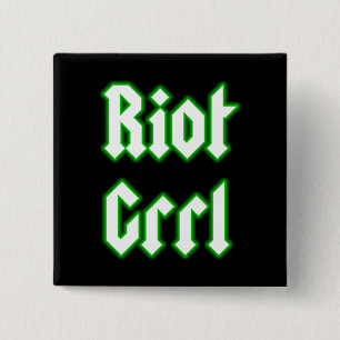 Riot Grrl Black Green Button Abzeichen