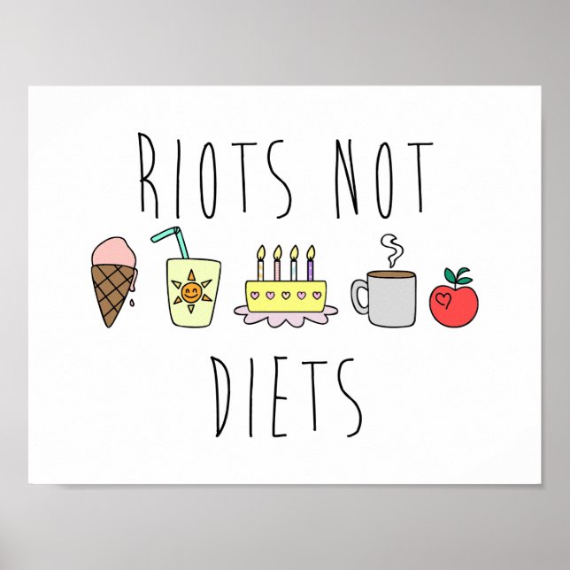 Riots Not Diets 24x24 Matte Poster (Vorne)