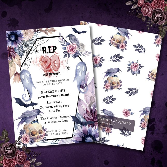 RIP 20 Geburtstag Gotisches Halloween Meilenstein  Einladung (Von Creator hochgeladen)