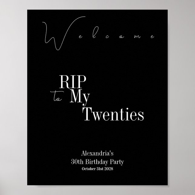 RIP 20 Party 30. Geburtstag Willkommen Poster (Vorne)