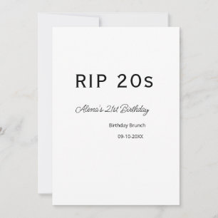 RIP 20 s 21. Geburtstag, einfaches Mindestfrühstüc Einladung
