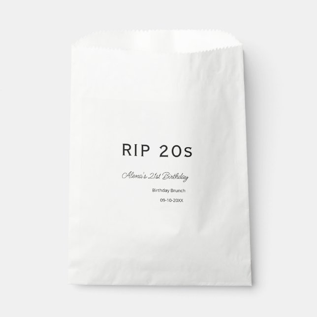 RIP 20 s 21. Geburtstag, einfaches Mindestfrühstüc Geschenktütchen (Vorderseite)