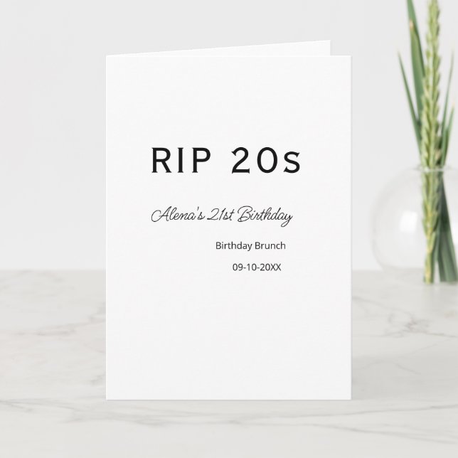 RIP 20 s 21. Geburtstag, einfaches Mindestfrühstüc Karte (Vorderseite)