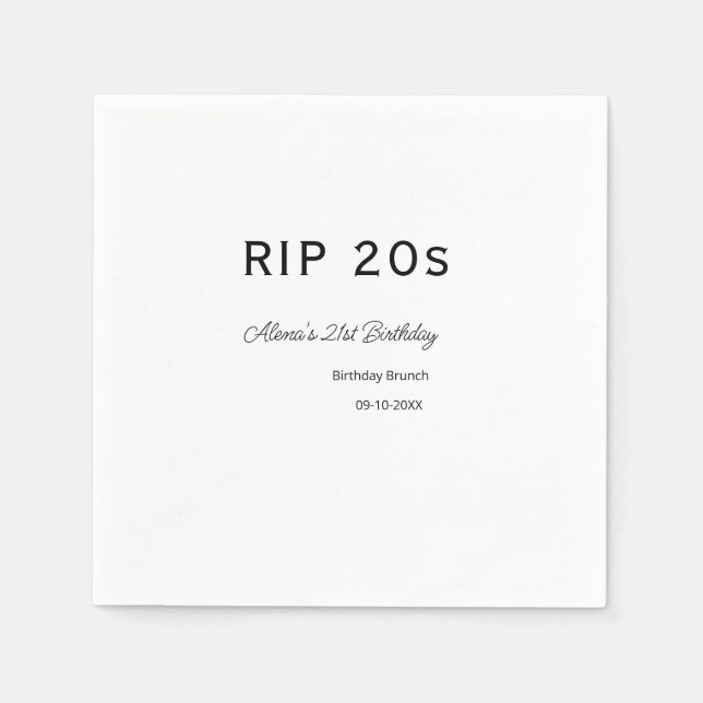 RIP 20 s 21. Geburtstag, einfaches Mindestfrühstüc Serviette (Vorderseite)