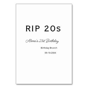 RIP 20 s 21. Geburtstag, einfaches Mindestfrühstüc Tischnummer