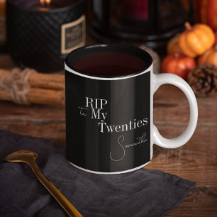 RIP 20 s 30. Geburtstag Schwarz und Weiß Zweifarbige Tasse