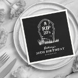 RIP 20 Schwarz-weiß 30. Geburtstag Party Serviette<br><div class="desc">Beerdigung 30. Geburtstag Party Servietten mit einem stilvollen schwarzen Hintergrund,  ein Grabstein,  der "RIP 20's",  den Namen,  das Alter und das Datum.</div>