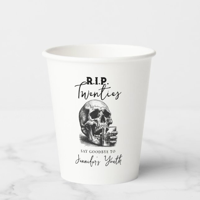 RIP 20 Vintag Skull Funny Birthday Party Pappbecher (Vorderseite)