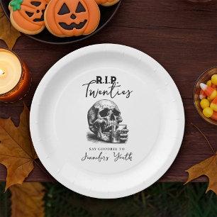 RIP 20 White Vintag Skull Geburtstagsparty Pappteller