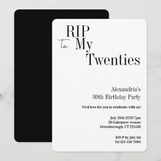 RIP 20er 30. Geburtstags-Minimal-Party Einladung