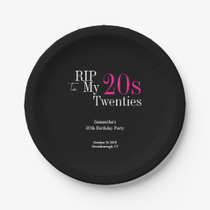 RIP 20er 30. Geburtstagsfeier Schwarz Pink Pappteller