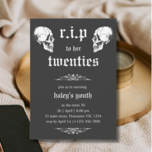 RIP 20er - An ihre Twenties Goth Skulls 30. Geburt Einladung