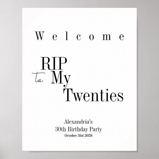 RIP 20er Minimal Typografie Begrüßungspaket Poster (Vorne)
