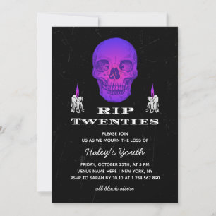 RIP 20er Zwanzigster Lila Totenkopf Gothic 30. Geb Einladung