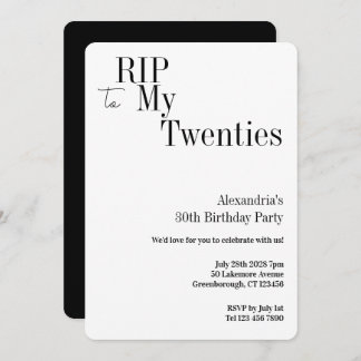 RIP 20s 30th Birthday Minimal Party Einladung