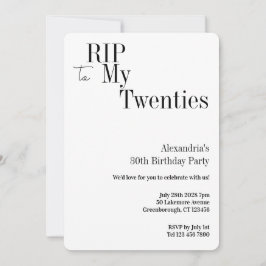 RIP 20s 30th Birthday Minimal Party Einladung