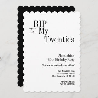 RIP 20s 30th Birthday Minimal Party Einladung