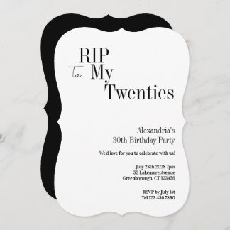 RIP 20s 30th Birthday Minimal Party Einladung