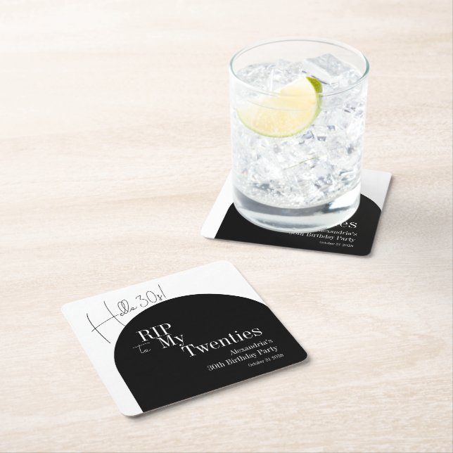 RIP 20s Hello 30s 30th birthday party Rechteckiger Pappuntersetzer (Vor Ort)