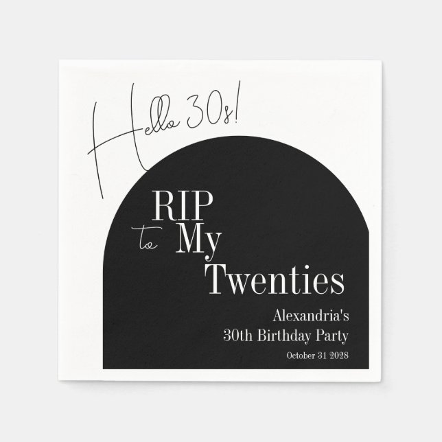 RIP 20s Hello 30s 30th birthday party Serviette (Vorderseite)