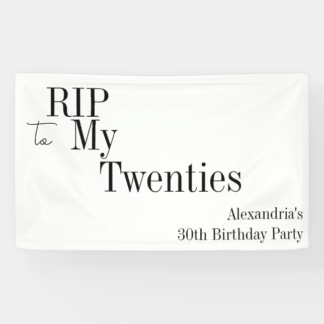RIP 20s Minimal 30. Geburtstag Party Banner (Horizontal)