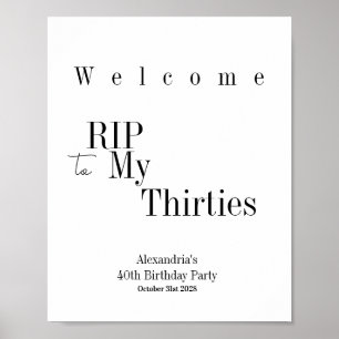RIP 30er Party 40. Geburtstag Willkommen Poster