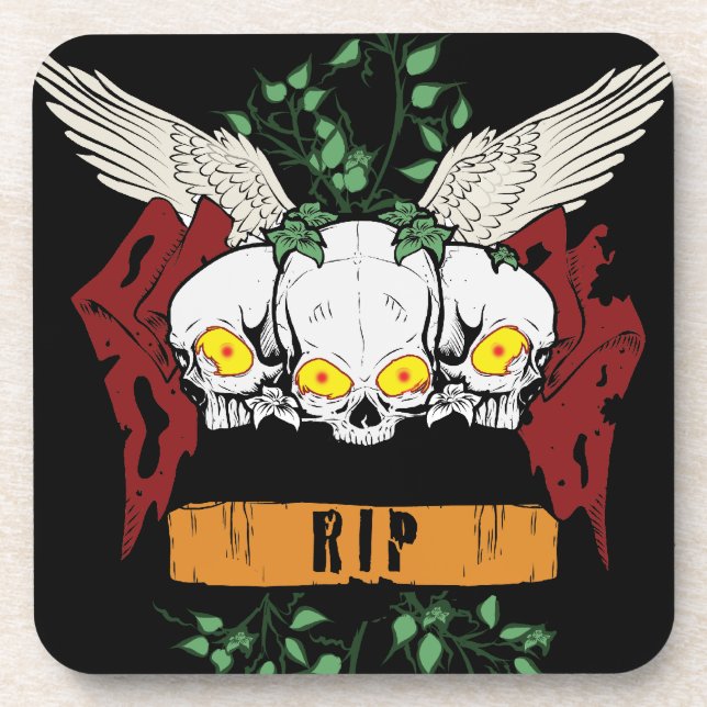 RIP Evil Skulls Getränkeuntersetzer (Vorderseite)