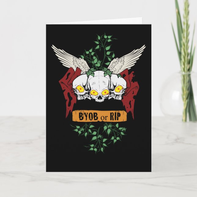 RIP Evil Skulls Halloween lädt With Bloody Text Einladung (Vorderseite)