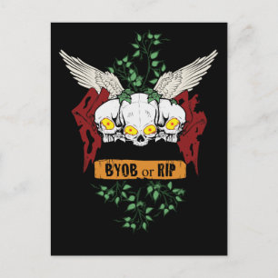 RIP Evil Skulls Halloween lädt With Bloody Text Einladungspostkarte